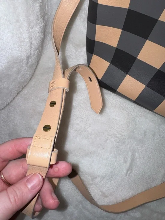 Madewell Black and Tan Transport Checkered Leather Crossbody Bag - NWOT - Picture 7 of 8